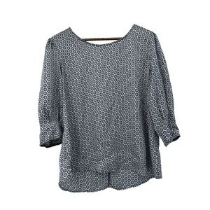 CoTilCo Top XL Geometric ¾ Sleeves Lightweight Satin career button back